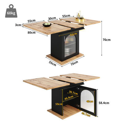 Uitschuifbare Eettafel – Uitklapbare Tafel – Verstelbare Tafel – Keukentafel – Tafel Met Opbergruimte – 110-140 cm Uitbreidbaar – MDF Marmerlook Blad
