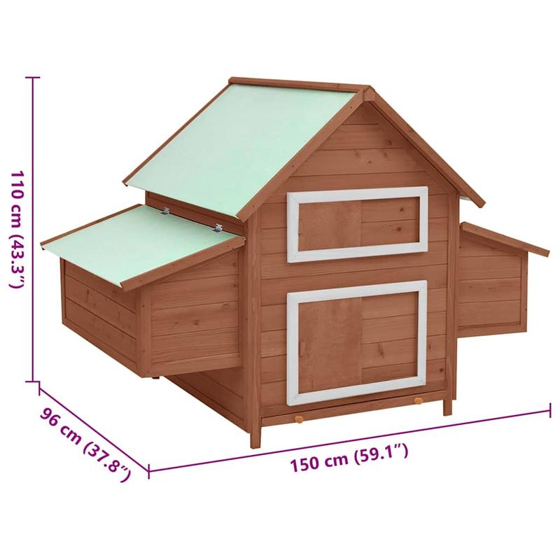 Kippenhok – Hennenhok – Dierenhok – Kippenren – Pluimveehok – Massief Vurenhout – 150x96x110 cm – Rustieke Uitstraling