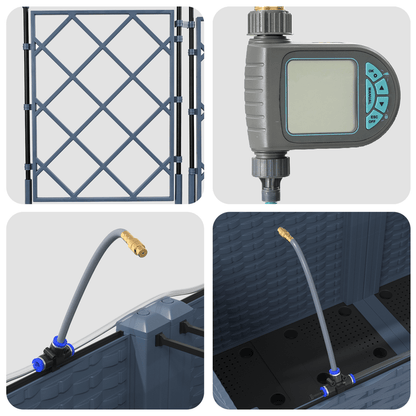 Plantenbak Met Irrigatiesysteem – Bloembak – Tuinbak – Plantenpot – Waterreservoir – Set Van 2 – Grijs – Zelfbewaterend – Duurzaam Materiaal