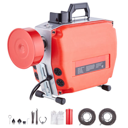 Ontstoppingsmachine – Rioolontstopper – Afvoerontstopper – Drain Cleaner – Kabelontstopper – 120 ft Stalen Kabel – 420W Motorvermogen