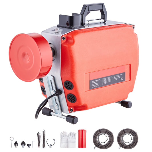 Ontstoppingsmachine – Rioolontstopper – Afvoerontstopper – Drain Cleaner – Kabelontstopper – 120 ft Stalen Kabel – 420W Motorvermogen