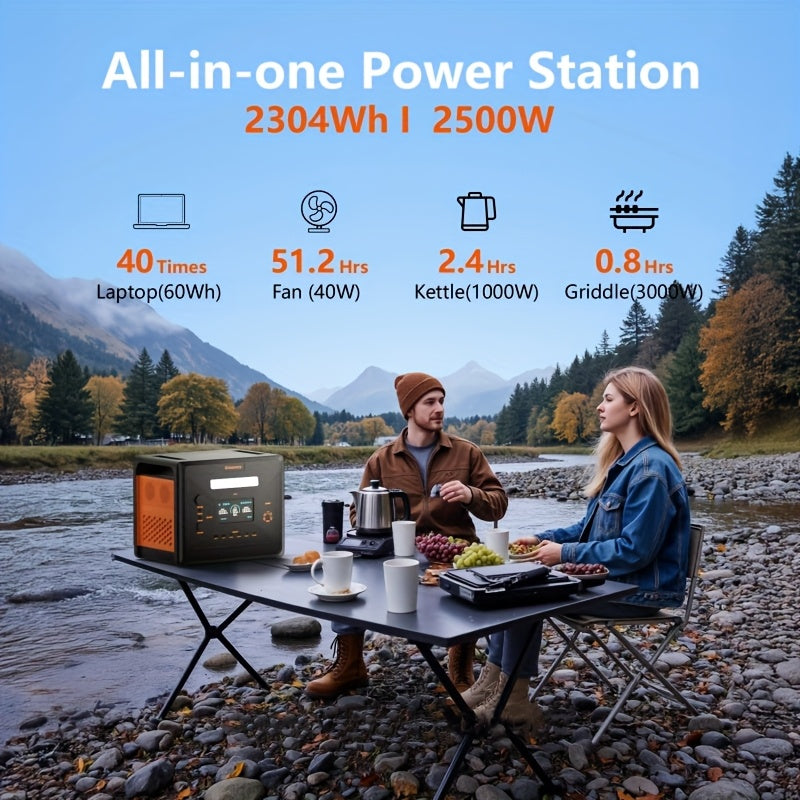 Zonnegenerator – Draagbare Stromgenerator – Powerstation – Noodstroomvoorziening – Camping Energiebron – 2500W Vermogen – 2304Wh Batterijcapaciteit