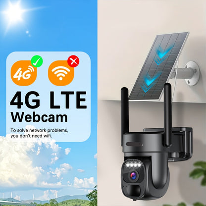 Draadloze Beveiligingscamera – Zonne-energie Camera – Buiten Camera – 1080p Camera – IP66 Weerbestendig – 360° PTZ – 4G Connectiviteit