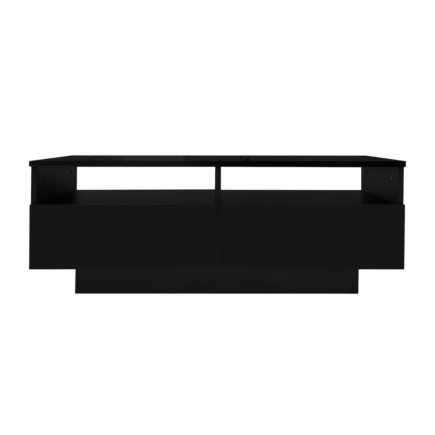 Salontafel – Koffietafel – Bijzettafel – Woonkamertafel – Opbergtafel – Modern Hoogglans Zwart – 2 Lades – Duurzaam Niet-Houten Materiaal