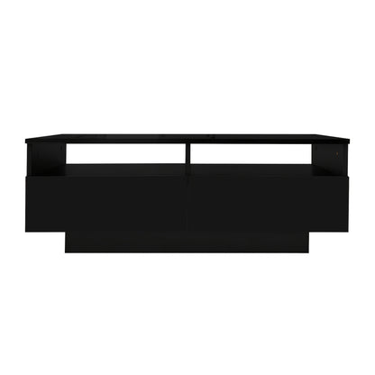 Salontafel – Koffietafel – Bijzettafel – Woonkamertafel – Opbergtafel – Modern Hoogglans Zwart – 2 Lades – Duurzaam Niet-Houten Materiaal
