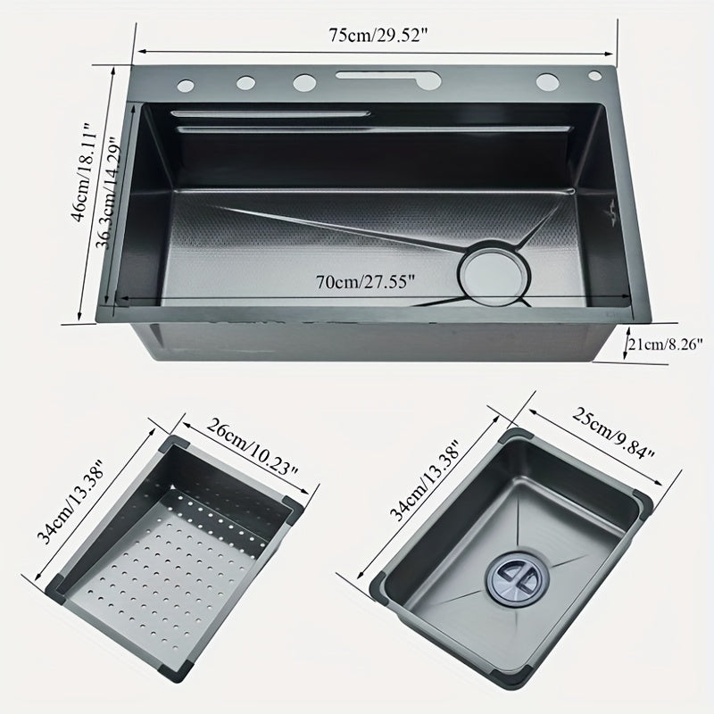 Inbouw Spoelbak Keuken – Spoelbak Werkstation – Keukenspoelbak RVS – Enkele Kom Spoelbak – Multifunctionele Spoelbak – Roestvrij Staal – Inclusief Kraan En Zeeppomp – Grijs