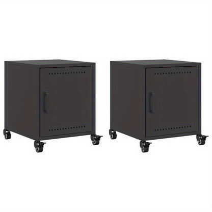 Bedside Tables 2pcs 36X39X43.5 Cm Steel Black