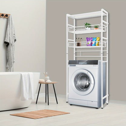 3-Tier Iron Laundry Room Storage and Organizer Standing Shelf | White, Multipurpose Use, GDRASUYA10 Brand, Floor Mounted, Utility Racks