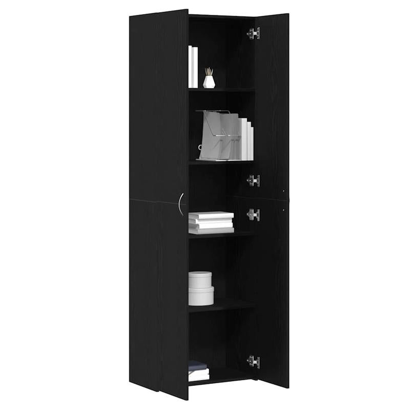 Opbergkast – Opbergmeubel – Kast – Opbergkast Voor Kantoor – Zwarte Eikenhout Composiet – 60x32x190 cm – Stijlvol En Ruim – Duurzaam En Verplaatsbaar