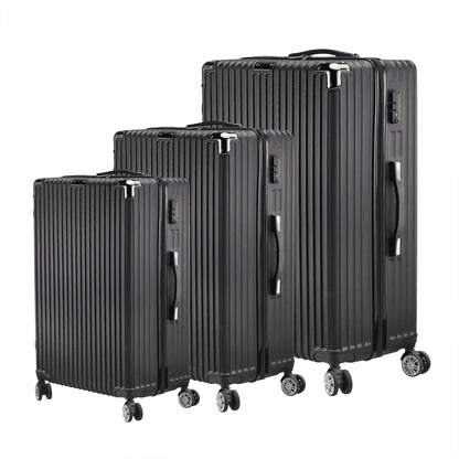 Kofferset – Reiskoffer – Trolley – Handbagage – Hardcase – ABS HardShell – TSA Cijferslot – 4 Wielen – Lichtgewicht – Zwart