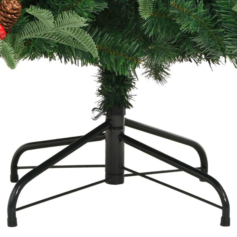 180cm (5'10") Foldable Artificial Christmas Tree with Cones & Berries - Full, Heavy Base, Space-Saving Design for Small Spaces, Easy Setup, Sturdy Floor Decoration for Living Room, Apartment, Office - No Assembly Required, Du