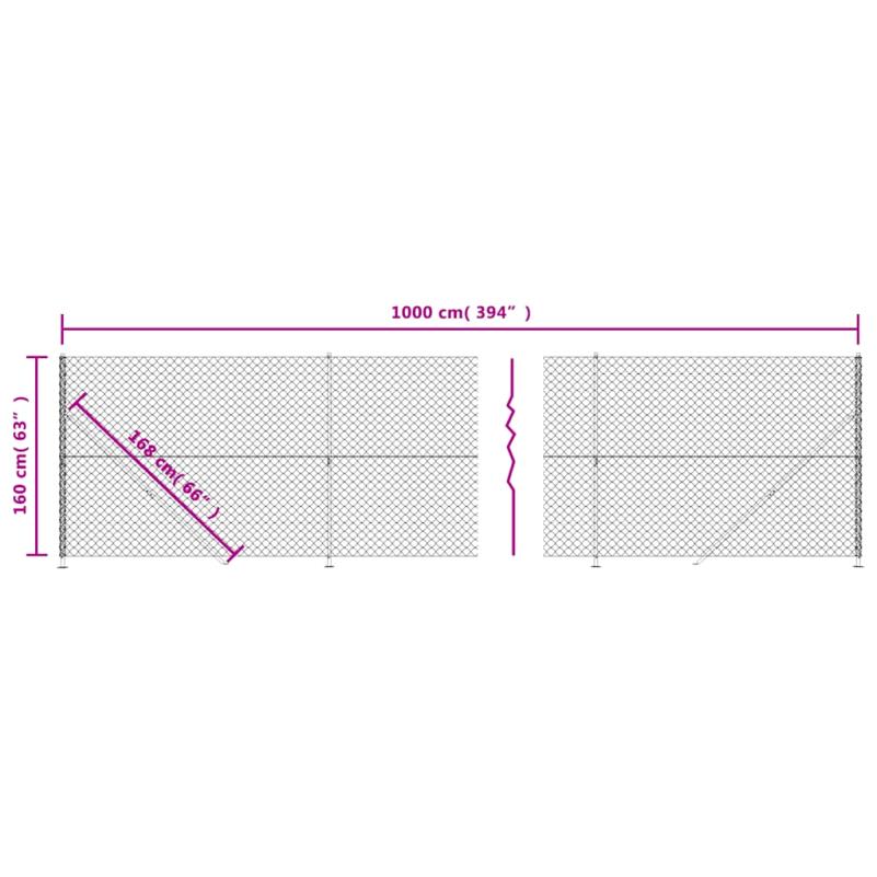 Kettinkomafrastering – Tuinafsluiting – Erfafscheiding – Beveiligingshek – Metaalomheining – Groen – 1,6x10 Meter – Weerbestendig Staal