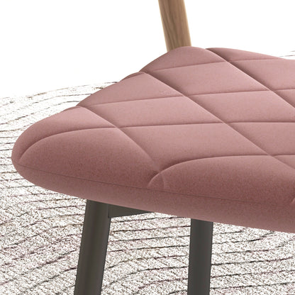 Eetkamerstoel – Keukenstoel – Stoel – Armstoel – Velvet – Set Van 4 – Fluweel Bekleding – Stevig Stalen Frame – Zacht Roze – 45x54x87 cm