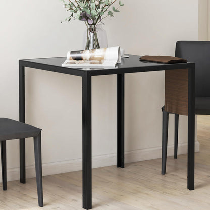 Square Dining Table for Four, Featuring a Tempered Glass Surface, Suitable for Kitchen And Dining Areas, Measuring 75 X 75 X 75 Cm, in Black.