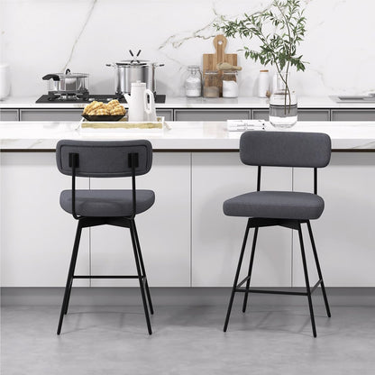 Barstoel – Barkruk – Barstoel Kruk – Barkrukken Set – Keukenstoel – Draaibaar – Zithoogte 63,5 cm – Gestoffeerd Met Rugleuning