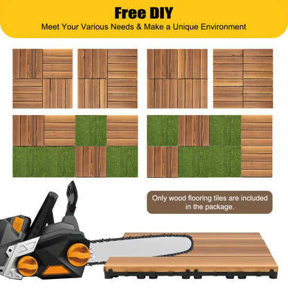 Houten Decktegels – Terrastegels – Vlondertegels – Balkon Tegels – Buitenvloertegels – 36 Stuks Donkerbruin – 30,5x30,5 cm – Kamferkoolhout – Eenvoudig Kliksysteem – 3 Ton Draagkracht