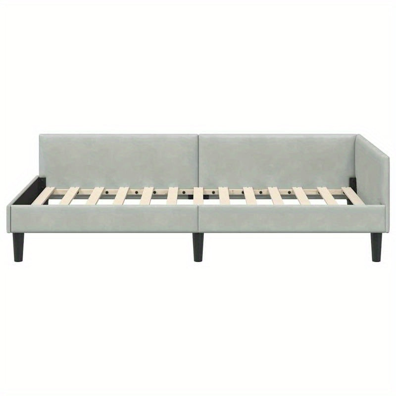 Bedbank – Slaapbank – Sofa Bed – Futon – Zitzak – Lichtgrijs – Uitschuifbaar – 100x200 cm – Gehard Houten Frame – Metalen Versterking