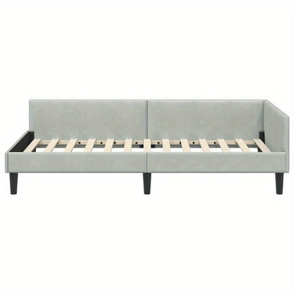 Bedbank – Slaapbank – Sofa Bed – Futon – Zitzak – Lichtgrijs – Uitschuifbaar – 100x200 cm – Gehard Houten Frame – Metalen Versterking