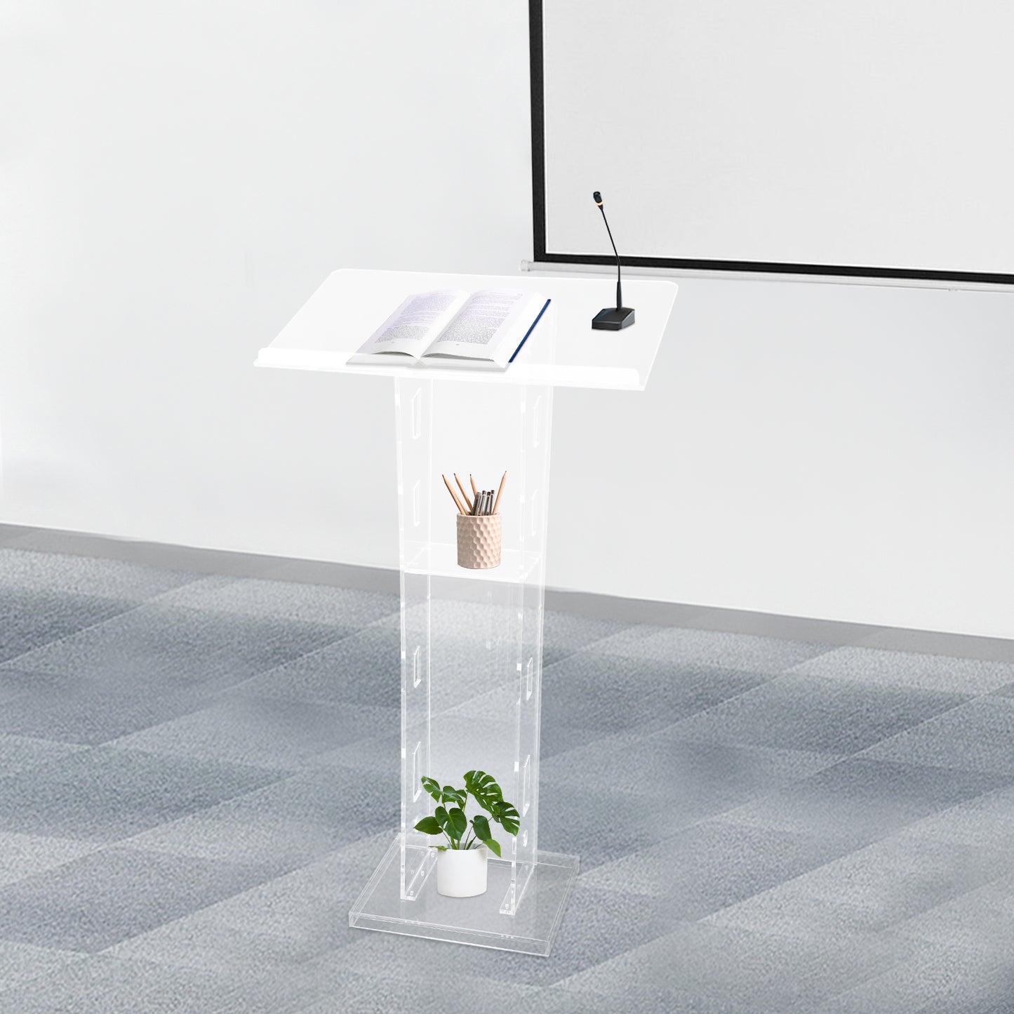 Spreekgestoelte – Lessenaar – Podium – Katheder – Presentatiemeubel – Transparant Acryl – 60x40x110 cm – Stevig en Duurzaam