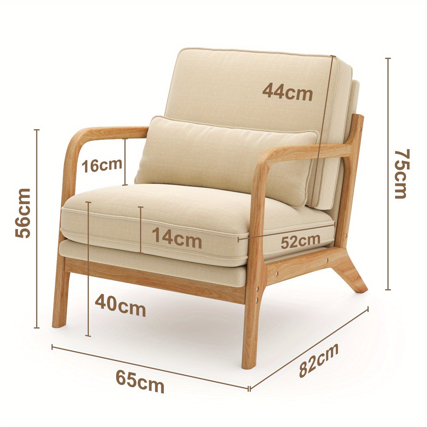 Single Zits Bureaustoel – Fauteuil – Werkstoel – Gaming Stoel – Leunstoel – Zacht Kussen & Gooi Kussen – Massief Houten Frame – Duurzaam & Comfortabel