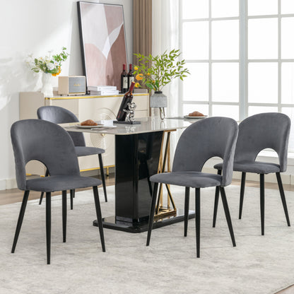 Eetkamerstoel – Stoel – Designstoel – Beklede Stoel – Fluwelen Stoel – Grijs + Fluweel – Verstelbare Poten – Robuust Metalen Frame