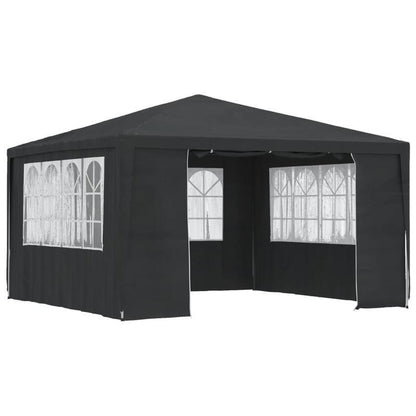 Professional Party Tent with Side Walls, 90 G/Square Meter, 4X4 Meters, in Anthracite Color.