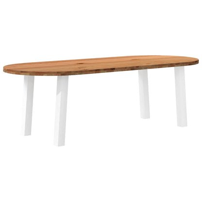 Eettafel Massief Eikenhout – Tafel – Dinertafel – Houten Tafel – Eetkamertafel – Wit – 240x100x74 cm – Robuust En Duurzaam – Met Metalen Poten