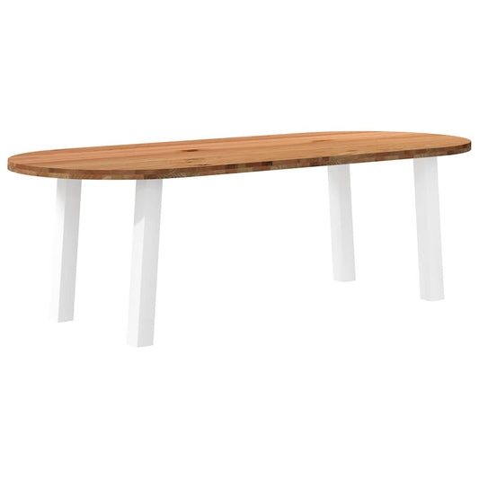 Eettafel Massief Eikenhout – Tafel – Dinertafel – Houten Tafel – Eetkamertafel – Wit – 240x100x74 cm – Robuust En Duurzaam – Met Metalen Poten