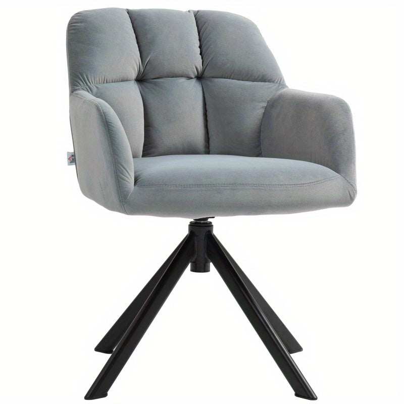 Draaifauteuil – Lounge Stoel – Rotatiefauteuil – Relaxstoel – Fauteuil Met Fluweel Bekleding – Grijs – 360° Draaibaar – Met Metalen Poten