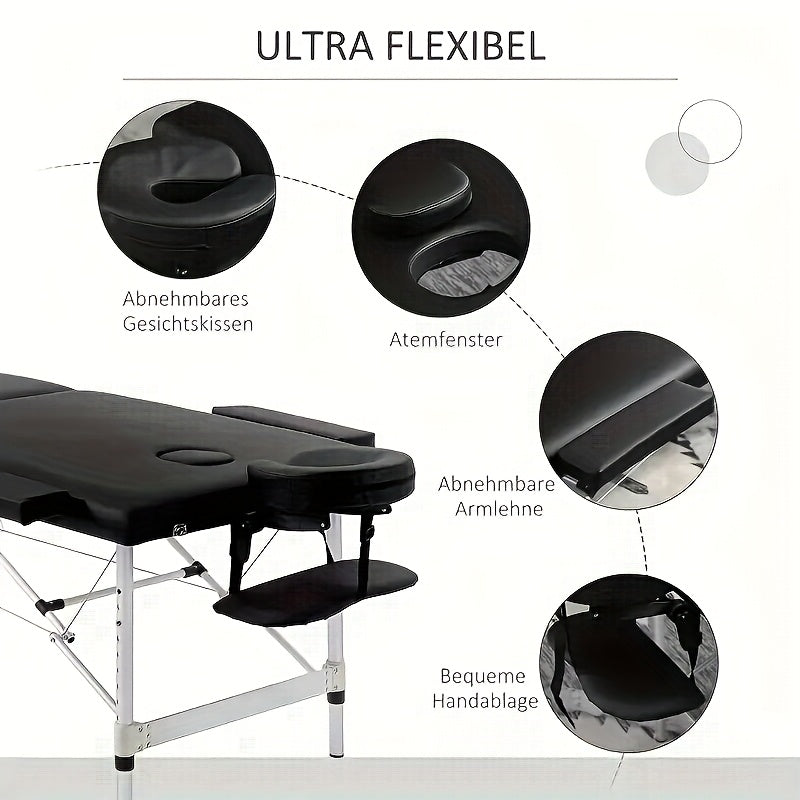 Foldable Professional Massage Bed with Headrest, Side Bolsters And Storage Shelf, Supporting Up to 130kg. Portable Spa Salon Bed Featuring Facial Support And Breathable Design. Portable Heavy-duty Massage Bed, Beauty Bed, Lig