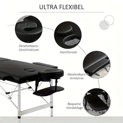 Foldable Professional Massage Bed with Headrest, Side Bolsters And Storage Shelf, Supporting Up to 130kg. Portable Spa Salon Bed Featuring Facial Support And Breathable Design. Portable Heavy-duty Massage Bed, Beauty Bed, Lig