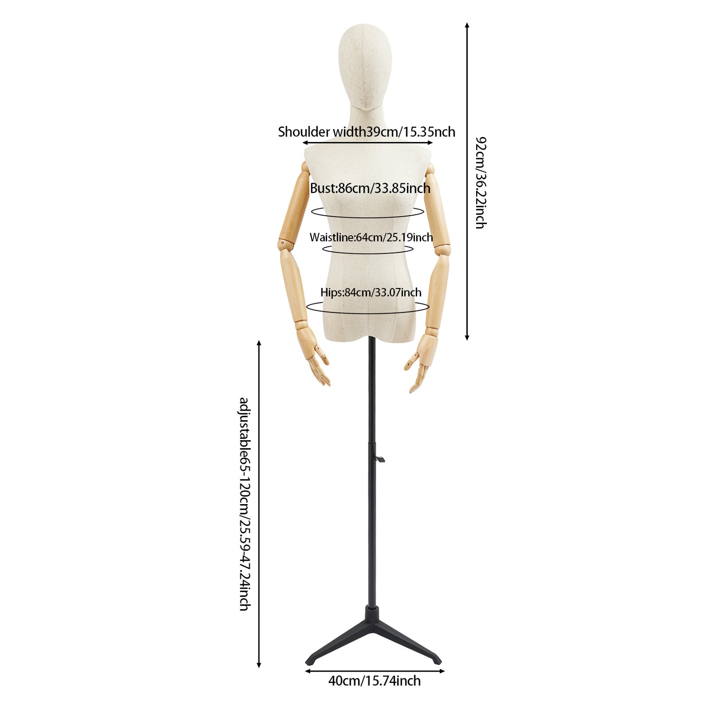 High-Quality Material with an Adjustable Design, Offering Great Flexibility And Easy Assembly, Featuring a Double Hole Design And a Stable Base for a Female Mannequin