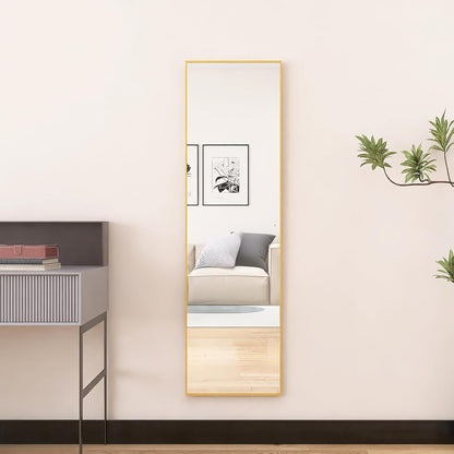 Volspiegel – Vloerspiegel – Wandspiegel – Lengtemeter Spiegel – Rechthoekige Spiegel – Aluminium Frame – 180x80 cm Gouden Afwerking