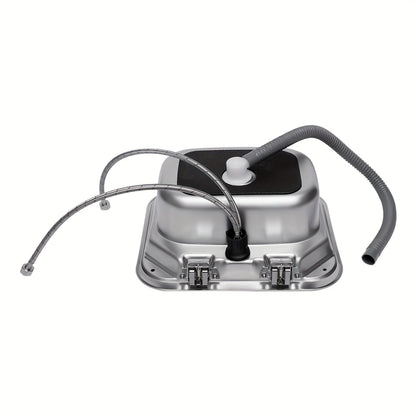 Wasbak – Spoelbak – Wastafel – Afwasbak – Roestvrij Stalen Camper Spoelbak – Compact Formaat – Temperglas Deksel