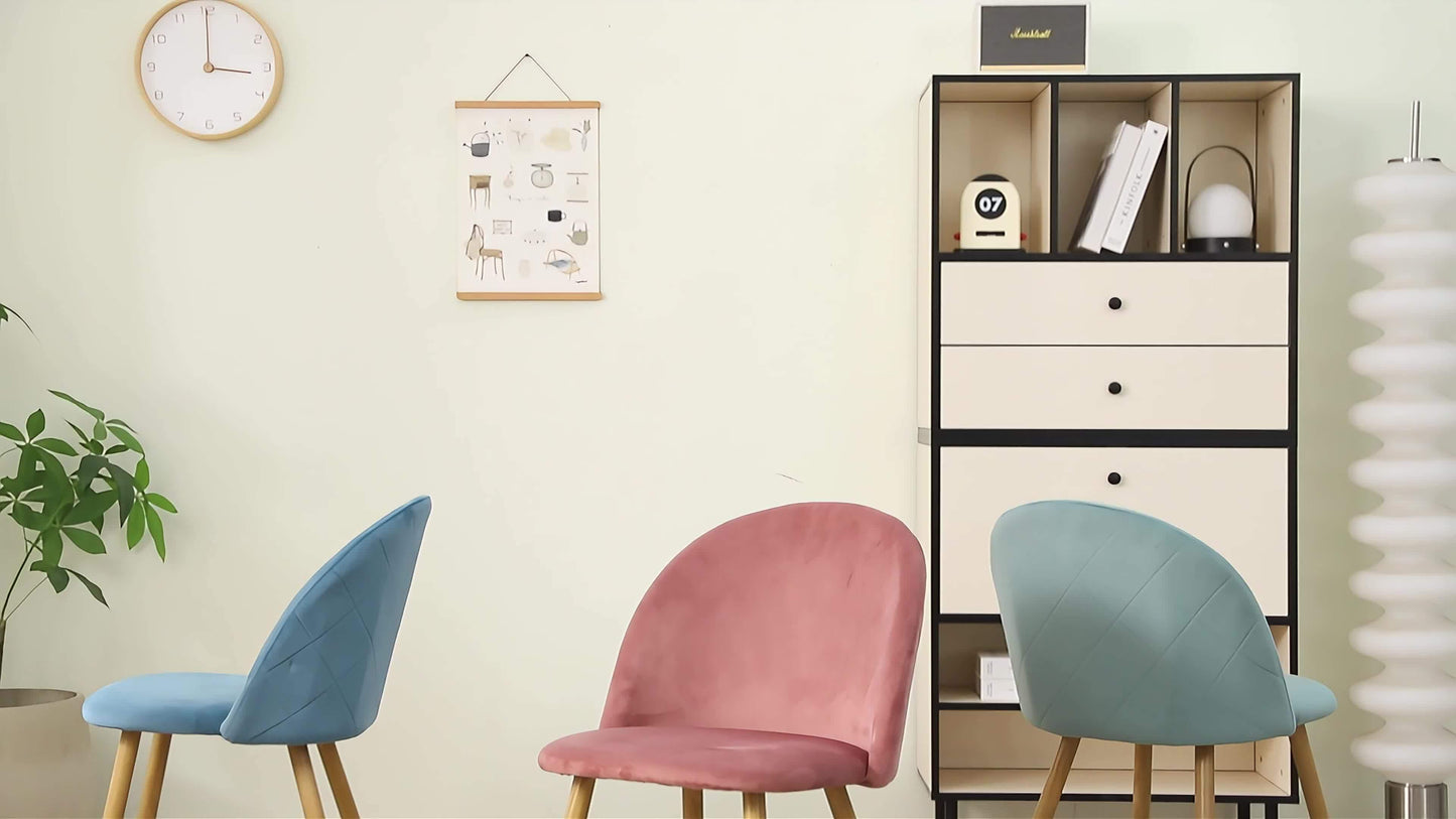 Stoelen – Eetkamerstoelen – Kuipstoelen – Vouwstoelen – Fauteuils – Fluwelen Bekleding – Stevig Metalen Frame – Set van 4 – Blauw
