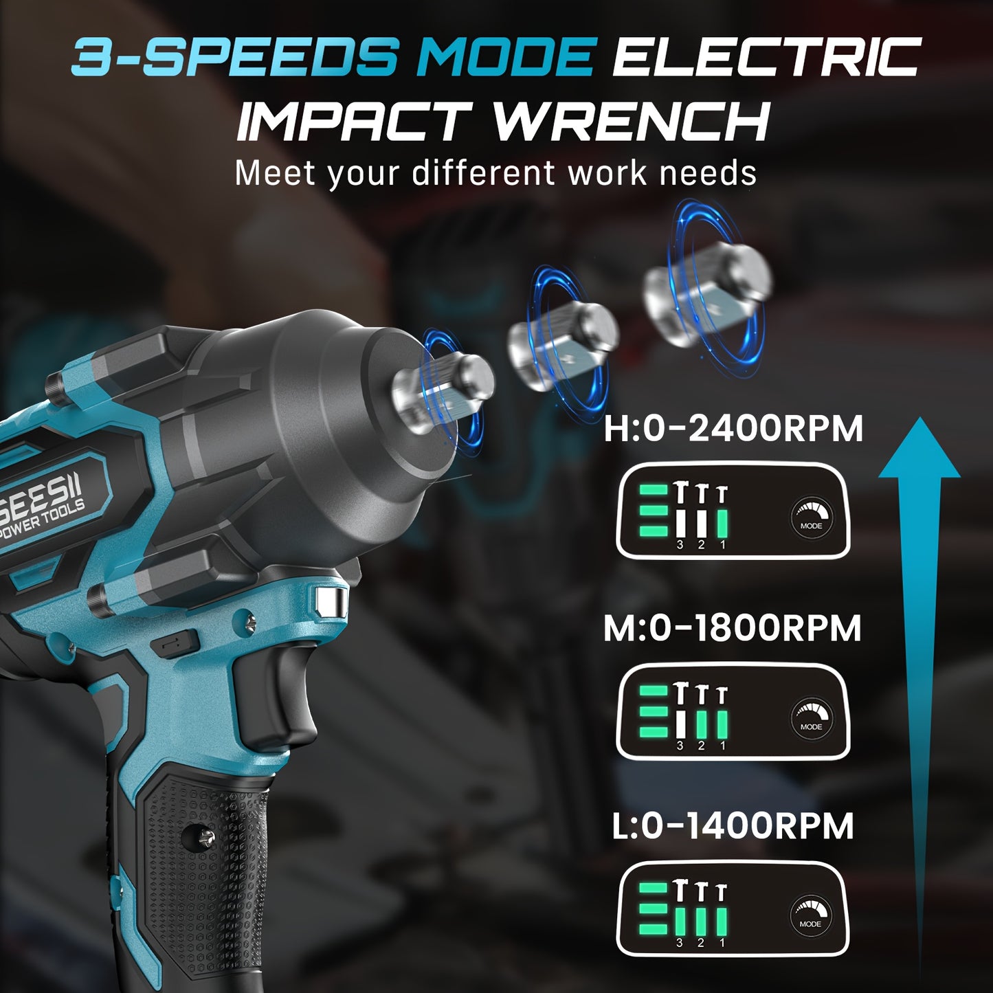 Draadloze Slagschroevendraaier – Accu Slagschroefmachine – Impact Wrench – Accu Moersleutel – Elektrische Slagsleutel – 950 Nm Koppel – Brushless Motor – 2 x 4,0 Ah Batterijen – Snellader – 5 Dopmaten