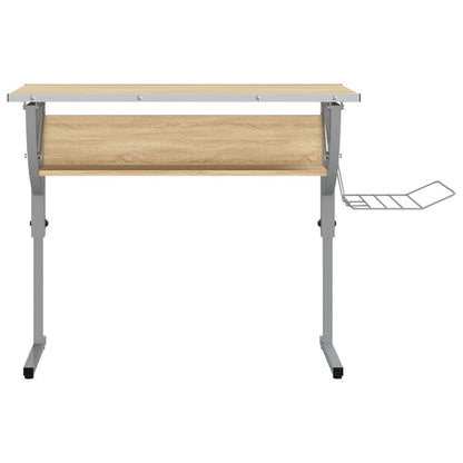 Verstelbaar Bureau – Werktafel – Schrijftafel – Studieplek – Creatief Bureau – Sonoma Eiken – Verstelbare Hoogte 58-87 cm – Robuust Stalen Frame