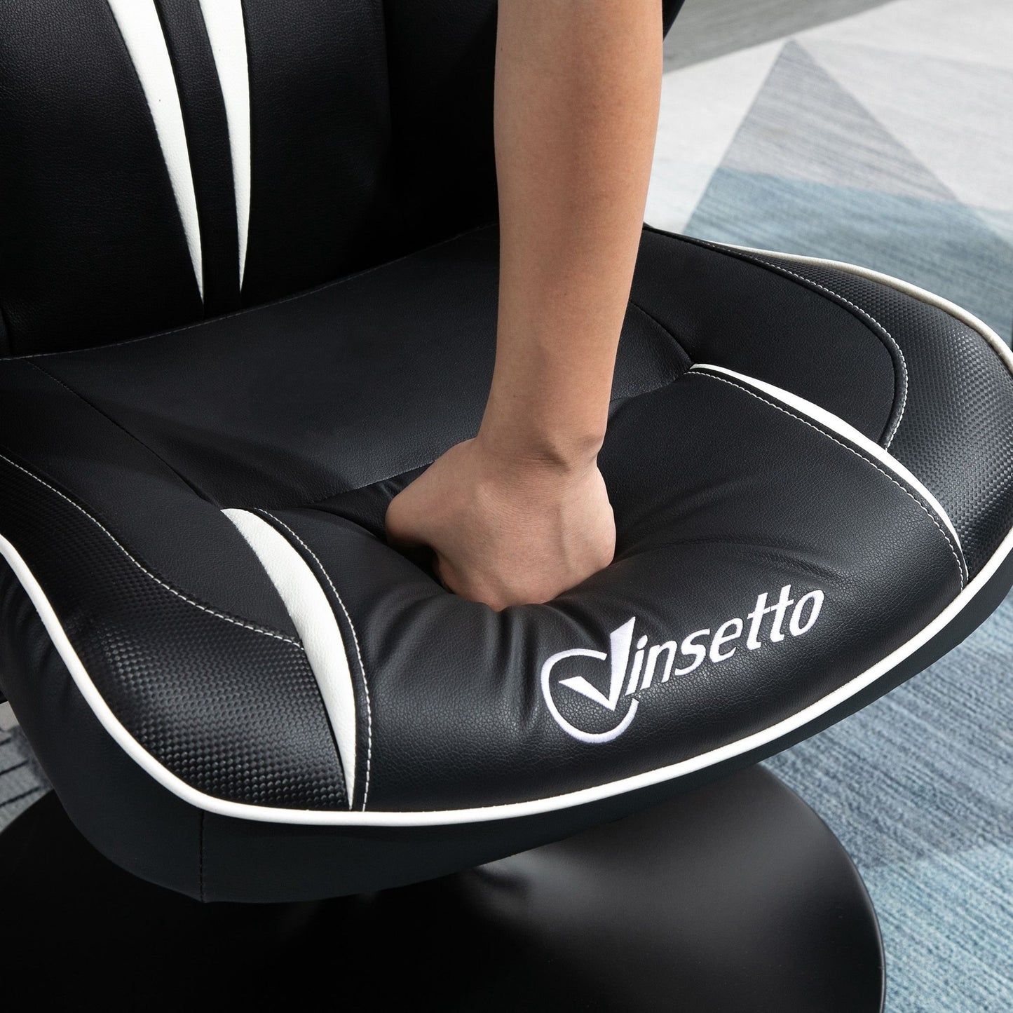 Gamingstoel – Ergonomische Bureaustoel – Gamestoel – Draaistoel – Comfortstoel – Zwart-Grijs – Verstelbare Hoogte – Kantelfunctie met Vergrendeling