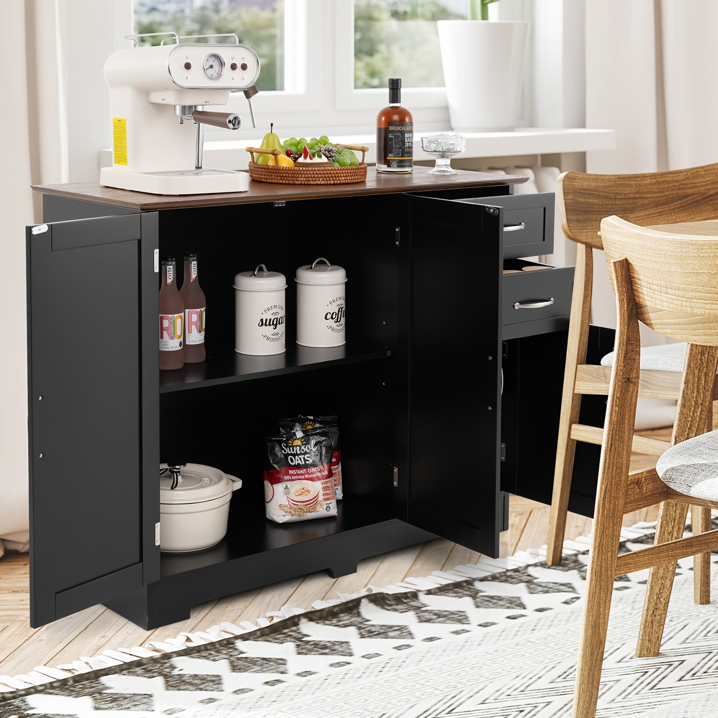 Dressoir – Opbergkast – Sideboard – Ladekast – Buffetkast – Wit – MDF – Verstelbare Plank – 100x40x78 cm