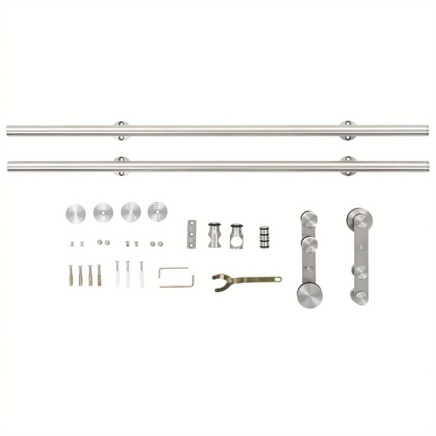 Schuifdeurbeslag Kit – Schuifdeursysteem – Deurscharnier – Railset – Schuifdeurrails – Roestvrijstaal 183 cm – Zilver – Duurzaam & Makkelijk te Monteren