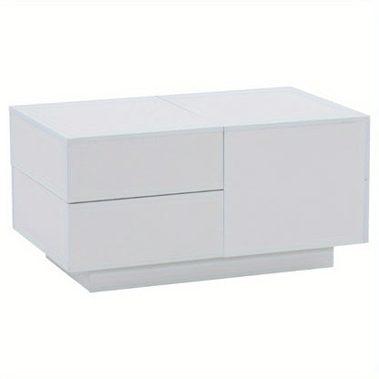 Salontafel – Koffietafel – Bijzettafel – Woonkamertafel – Lounge Tafel – Modern – Verstelbaar Tafelblad – Ruime Lade – Wit – Duurzaam Niet-Hout Materialen