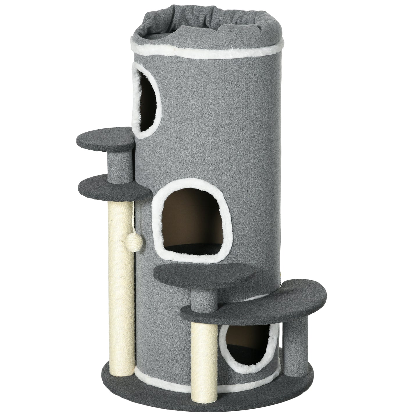 Kattenkrabpaal – Krabpaal – Krabboom – Kattenhuis – Kattenmeubel – 4 Krabpalen En 2 Kattenholletjes – Stevig MDF En Zachte Pluche Bekleding