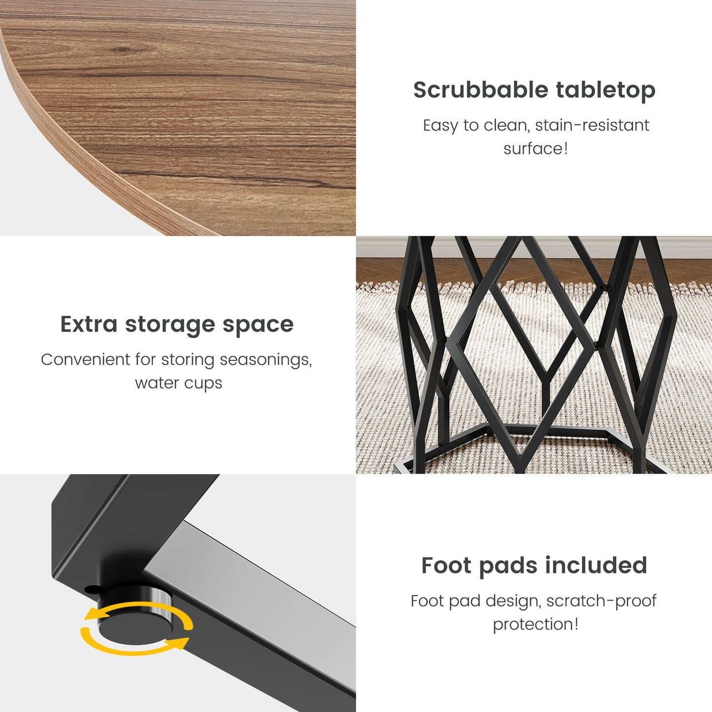 119.38 cm Round Dining Table in Brown | Large Wood Circular Desktop, Modern Kitchen Table for 4-6 People, Perfect for Dining Room, Living Room, or Coffee Area, Classic Style with Pedestal Base, Includes 1 Leaf, Hardwood Mater