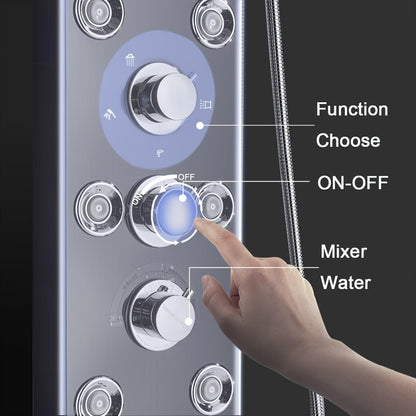 Shower Panel Tower System, Stainless Steel 6-Function Faucet Rainfall Waterfall Shower Head Handheld Sprayer Rain Massage Body Jets Tub Spout, Brushed Nickel, Shower System, Bathroom Decor And Accessories
