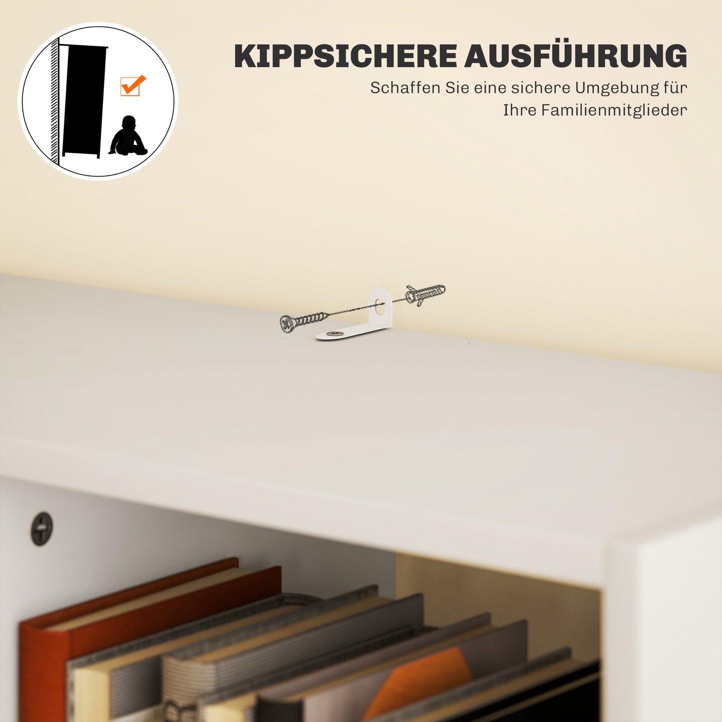 Boekenkast – Boekrek – Opbergkast – Plank – Wandkast – Wit – 9 Vakken – Kantelbeveiliging – Compact 60x26x158 cm