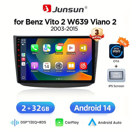 Android 2DIN Autoradio – Multimedia Speler – Inbouw Radio – Touchscreen Radio – Auto Stereo – 10 Inch IPS Scherm – Draadloos CarPlay & Android Auto – 2GB RAM 32GB ROM – GPS Navigatie WiFi – Plug & Play voor Benz Vito 2 W639 Viano 2 (2003-2015)