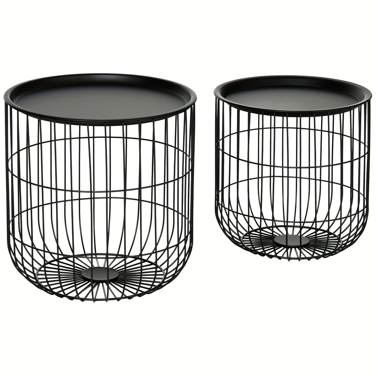 Salontafel – Bijzettafel – Koffietafel – Woonkamertafel – Zwarte Stalen Set van 2 – Met Opbergruimte – Compact & Duurzaam