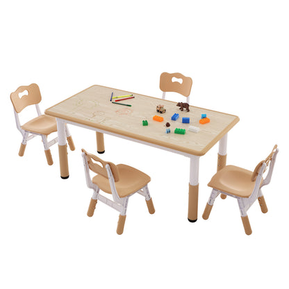 Kinderstoel – Kindertafel – Peuterstoel – Meegroeistoel – Speeltafel – Verstelbare Hoogte – Stevig Hout