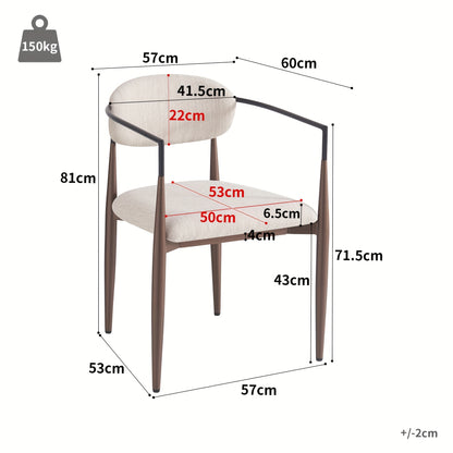2pcs Modern Dining & Cosmetic Chairs with Adjustable Footrest - Ergonomic Design, High-Quality Linen Fabric, Metal Frame, Brown, Easy Assembly, No Power Needed, Perfect for Home or Office Use, Office Chair, Minimalist Chair,