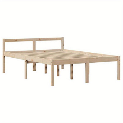 Modern Bed – Stapelbed – Slaapbank – Bedframe – Opbergbed – Massief Pijnhout – 140x190 cm – 2 Lades & 2 Planken – Duurzaam en Ruimtebesparend